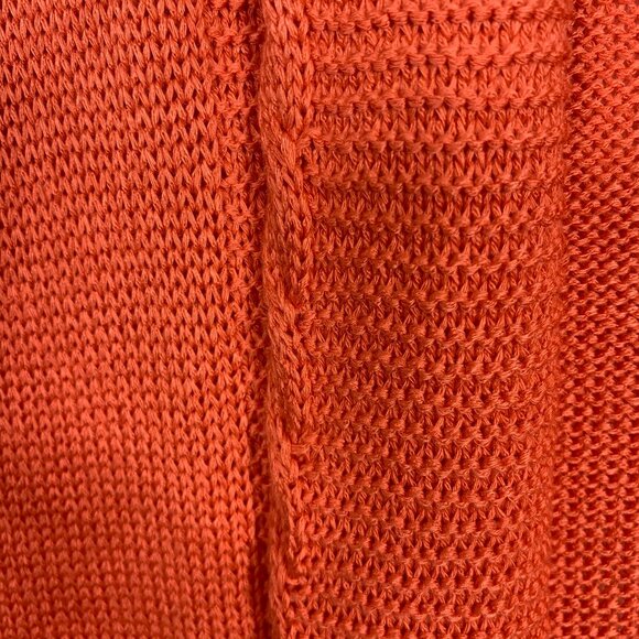 shawl collar Knit cardigan open front with pockets Orange size LG Allison Sheri - Picture 8 of 16